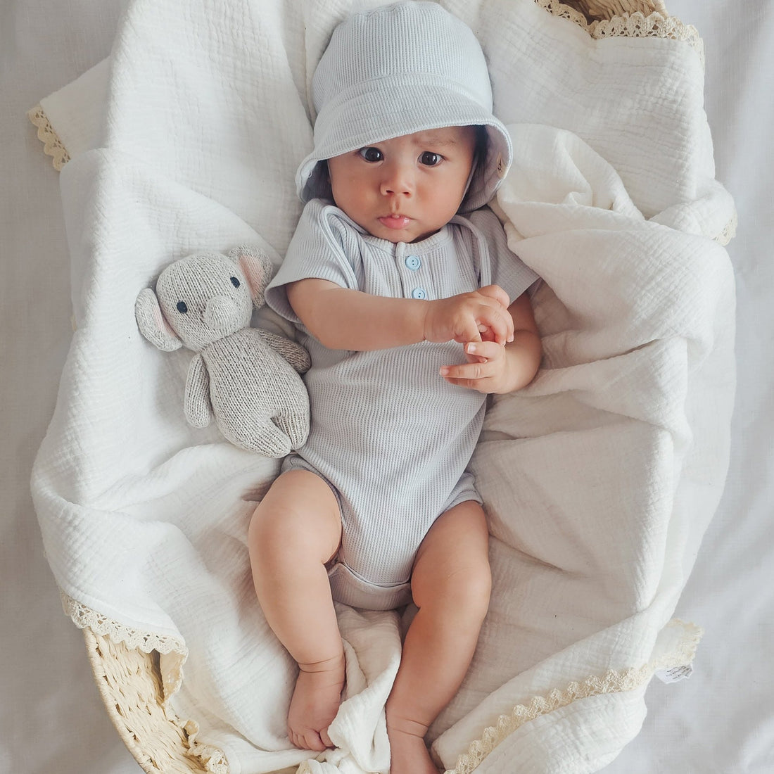 Summer Bodysuit &amp; Sunhat - Sky Blue