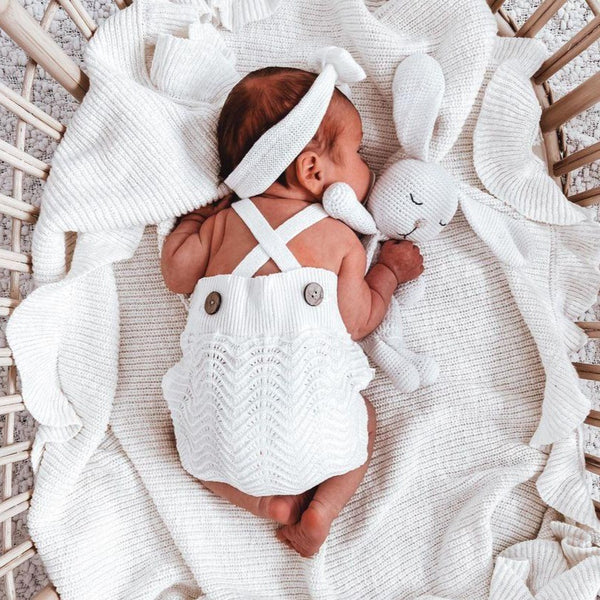 Knitted Newborn Onesie - Ivory