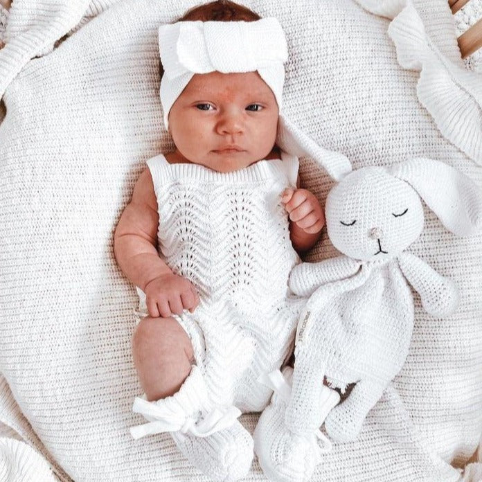 Textured Knit Topknot Ivory